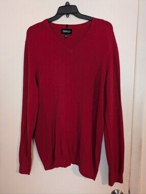 A Wearness Kenneth Cole Red V-Neck Sweater 3XLT Big & Tall Slim Fit